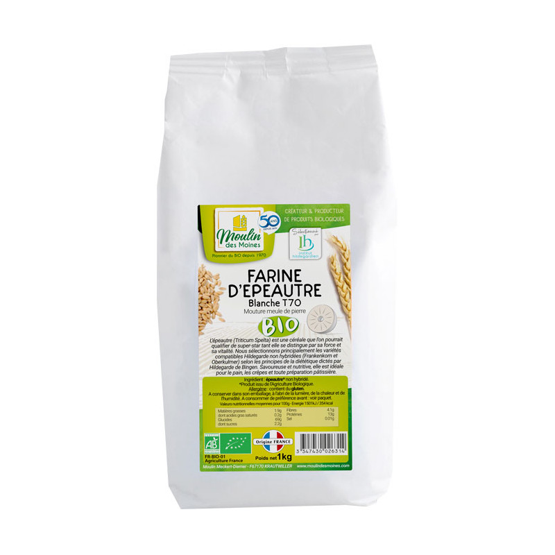 Farine d'épeautre blanche bio - T.70 (meule de pierre) Bio
