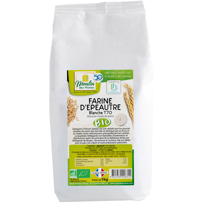 Farine d'épeautre blanche bio - T.70 (meule de pierre) Bio