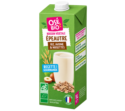 Boisson épeautre, riz, avoine et noisettes